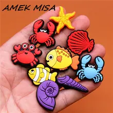 Crock Charms Accessories Cartoon Animals Cute PVC Shoe Croc Buttons Sandals Charms Decoration Marine Organism Free Shipping