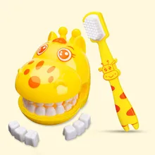 Cute Giraffe Modeling Dental Doctor Toys Role-playing Games Set Tooth Brush Pretend Play Hospital Kids Toys for Children Gifts