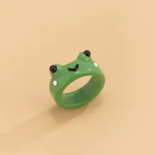 Cute Smile Frog Rings For kids Girls Funny Cartoon Animal Rings Aesthetic Jewelry Greative Friendship Ring Party Travel Gifts