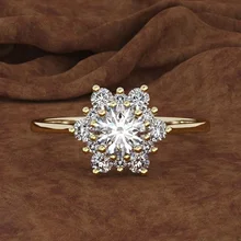 Delysia King Crystal Snowflake Gold Ring Wedding Luxury Jewelry for Women