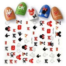 Disney Design Mickey Minnie Nail Stickers Cartoon Snow White Elf Color Nail Decoration Decal Cat 3D Adhesive Nail Slider 1PCS