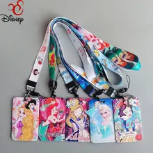 Disney Frozen Card Holder Anime Children Lanyard Bus Card Case Kawaii Campus Hanging Neck Student Card Cover Keychain Kids Gift