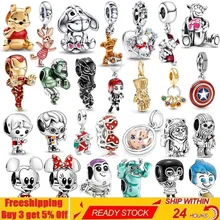 Disney Winnie the Pooh 2022 Hot 925 Sterling Silver Beads Charms Princess Mickey Wars Fit Original Pandora Bracelet Jewelry Gift