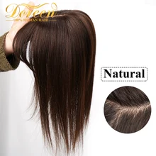Doreen13*13cm 10" 12" 16" Topper Hair Piece with Bangs 100% Real Remy Human Hair Topper for Women with Thin Hair Natural Brown