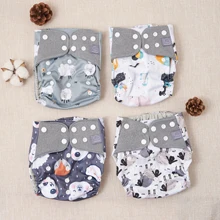 Elinfant 4pcs/set Washable Eco-friendly Baby Cloth Diaper Fashion Print Adjustable Nappy Reusable Diapers Fit 0-2 years 3-15kg