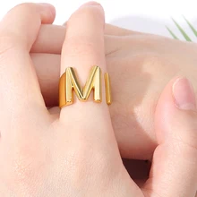 Engagement Gifts Minimalism A-Z Initial Rings For Women Jewelry Stainless Steel Statement Alphabet Letter Ring Bague Femme 2020