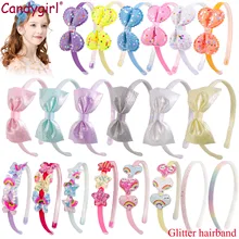 Fashion Glitter Hair Bands For GirlsCute Colors Hair Hoop Hairbands Lovely Bow Stars Headbands For Kids Gifts Hair Accessories