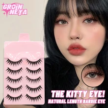 GROINNEYA 2/5 Pairs 3D Faux Mink Lashes Natural False Eyelashes Fluffy Soft Wispy Volume Cross Manga Lashes MaKeup Tools