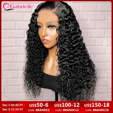 Gabrielle Deep Wave Frontal Wig Brazilian Curly HD Lace Front Human Hair Wigs for Women 30 32 Inch Closure Wig 180 250% Density