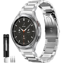 Galaxy Watch 4 5 Stainless Steel Strap for Samsung Watch4/5 44mm 40mm Classic 46mm 42mm Wrist Band Curved End No Gaps Bracelet