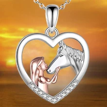 Girl Horse Necklace for Women Girls Heart Pendant Necklace Horse Jewelry for Girl Daughter Birthday Party Valentine's Day Gift