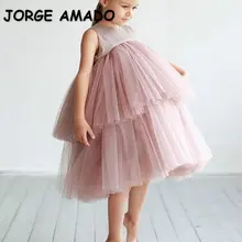 Girls Party Dresses Kids Birthday Dress Sleeveless Cake Princess Dress Children Clothes E0702