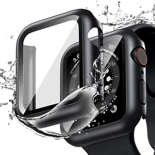 Glass+Cover For Apple Watch case 8 7 6 SE 5 3 iWatch Accessorie Screen Protector Apple watch serie 45mm 41mm 44mm 40mm 42mm 38mm