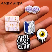 Grls Rule PVC Shoe Charms Accessories Slogan Women Support Women Shoes Buckle Decorations fit Croc JIBZ Kids X-mas Party Gifts