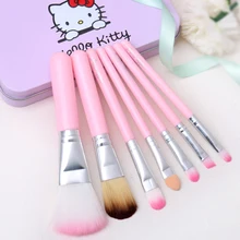 Hello Kitty Makeup Brush Set Kawaii 7style Portable Blush Loose Powder Eyeshadow Eyelash Women Girls Facial Makeup Tools Gifts