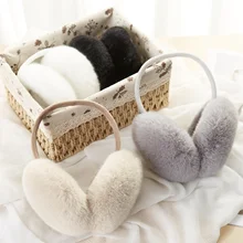 High Quality Earmuffs Faux Rabbit Fur Hang Ear Cover Warm Winter Headwear Ear Muffs Fur Earmuffs Unisex Adult Ear Warmer Fold