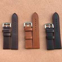 High-quality Leather Watch Strap 18mm 20mm 22mm 24mm Classic Watch Chain Stainless Steel Buckle Watchband Soft Mater Unisex