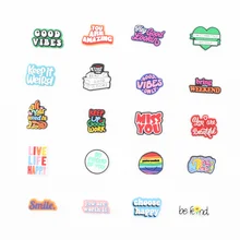 Hot 1pcs Encouraging phrase PVC Shoe Charms DIY slogan Shoe Accessories Fit croc clogs Decorations Buckle Unisex kids Gifts jibz