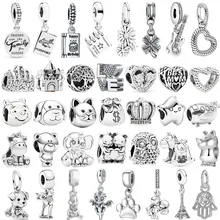 Hot Guitar Crown Heart Castle Pendant Suitable for Original Pandora Charm Bracelet Necklace Accessories Women DIY Jewelry Making