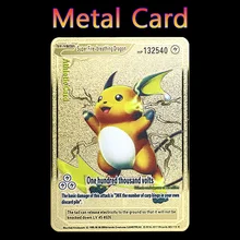 Hot Pokemon 183200 Points High Hp Charizard Raichu Zamazenta Zacian Gold English Metal Cards Vmax Mega GX Game Collection Cards