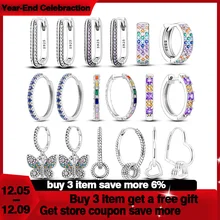 Hot Sale Original 925 Sterling Silver Hoop U Cubic Zircon Earrings For Women Engagement Wedding Birthday Party Silver Jewelry