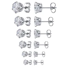 IOGOU Classic Cubic Zirconia Crown Stud Earrings For Women Six-Claws Round Ball Earrings Bow Ears Jewelry Brincos Aretes bijoux
