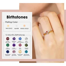 JUJIE 316L Stainless Steel Birthstone Ring For Women 12 Colors Rhinestone Rings Festival Gift Jewelry Wholesale/Dropshipping