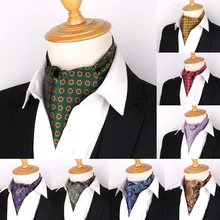 Jacquard Floral Paisley Men Cashew Tie Wedding Formal Cravat Ascot Scrunch Self British Gentleman Polyester Soft Neck Tie Luxury