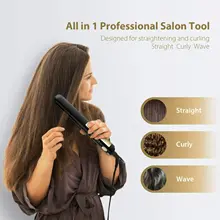 KIPOZI Professional Hair Striaghtener Titanium Dual Volotag Instant Heating Flat Iron 2 In 1 Hair Curler LCD Digital Display