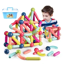 Kids Magnetic Constructor Block Designer Set Magnet Stick Rod Building Blocks Montessori Educational Toys For Children Boy Girls