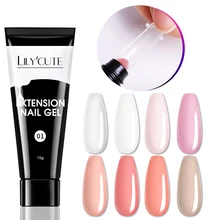 LILYCUTE 15ml/5ml Quick Extension Gel Acrylic Pink White Clear Extension Nail Gel UV LED Extension Nail Gel Tips Slip Solution
