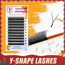 Lakanaku Faux Cils Y Lashes Volume Matte Black Premium Lash Extension 0.07 C/D 8-15 Natural Lashes Female Makeup Y Shape Eyelash