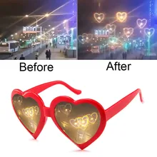 Love Heart Shaped Effects Glasses Watch The Lights Change to Heart Shape At Night Diffraction Glasses Women Fashion Sunglasses