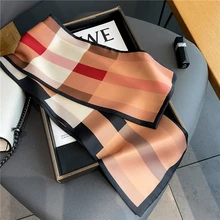 Luxury Long Skinny Satin Silk Scarf for Women Hair Bands Neck Tie Belt Headband Lady Wraps Foulard Headkerchief Bandana 2022