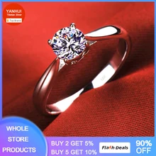 Luxury Pure 18K White Gold Color Tibetan Silver Ring Round Clear 5A Zircon Engagement Wedding Band Bridal Jewelry Gift for Women
