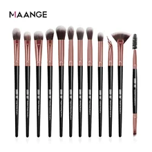 MAANGE 12pcs Eye Makeup Brushes Set With Cosmestic Bag Eyeshadow Blending Eyeliner Eyelash Eyebrow Brushes Make Up Professional