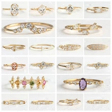 MC 925 Sterling Silver Rings For Women Girls Authentic S925 Bohemia Colorful Zircon Finger Ring Thin leaf Anillos Fine Jewelry