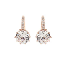 Man Xiuni fashion zircon earrings Japanese and Korean simple temperament ear studs female hypoallergenic sweet ear buckle jewelr
