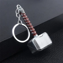 Marvel Avengers Thor Hammer Metal Keychain Anime Figure Toys Thor Loki Men Women Car Keyring Movie Fans Accessories Figure Toys