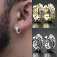 Men/women Small Circle Hoop Earrings Shiny White Zircon Simple Daily Wear Earrings Wedding Party Fashion Jewelry Gifts