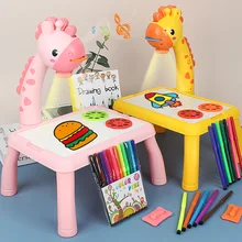 Mini Children's Projector Drawing Table Kids LED Light Table Drawing Set Toy Painting Desk Educational Learning Toys for Girl