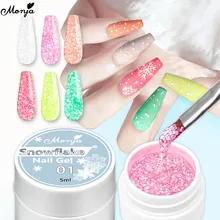Monja 10 Colors Snowflake Nail art Gel Polish 5ml Glitter Snow Sequin Gel Holographic Soak Off UV Gel Varnish DIY Manicure Tools