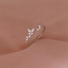 Narrow Band Cubic Zirconia Butterfly 925 Sterling Silver Adjustable Open Rings For Women Luxury Dainty Jewelry Gift Finger Bague