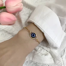 New Fashion Blue Evil Eye Bracelet For Women Gold Color Silver Color Adjustable Lucky Chain Zircon Bracelet Jewelry Accessory