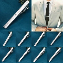 New Metal Silver Color Tie Clip For Men Wedding Necktie Tie Clasp Clip Gentleman Ties Bar Crystal Tie Pin For Men's Accessories