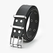 New Star Eye Rivet Belt Goth Style Double Pin Buckle For Women Men Fashion Casual Punk Style Pu Leather Waistband Waist Belt