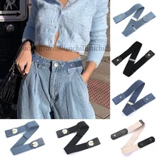 New Women Belt Without Buckle Free Solid Belts Seamless Jean Pants Dress Adjustable Stretch Waist Belt Chic Invisible Waistband
