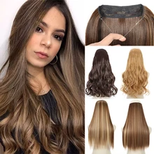 No Clip Invisible Wire Hair Extensions Straight Synthetic Clip in Heat Resistant Hairpiece High Temperature Fiber False Hair