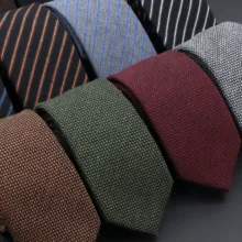 Original High Quality Solid Cotton Handmade Wool Ties Men Necktie Striped Narrow Collar Slim Cashmere Casual Tie Accessories