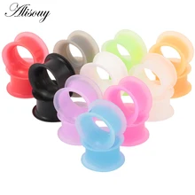 Pair Silicone Flexible Thin Double Flared Flesh Tunnel Ear Plugs Ear Gauge Expander Stretcher Earlets Earrings Ear Piercing
